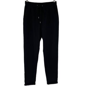 Defacto Elastic Waist Drawstring Tapered Rolled Hem Pants Pockets Women XS Black